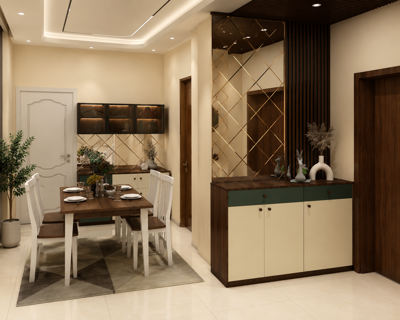 ChatGPT Image Aug 11, 2026, 04_13_06 PM Sleek Modern Dining Room Space Highlighting a Wooden Table and a Glass Cabinet - Image 1