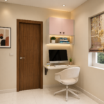 Minimal Home Office Design with Compact Desk and Wall Storage