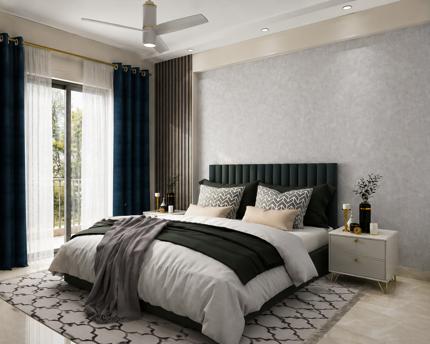 ChatGPT Image Aug 11, 2026, 05_14_40 PM Contemporary Guest Bedroom Design with Wooden Slat Wall and Upholstered Bed - Image 1