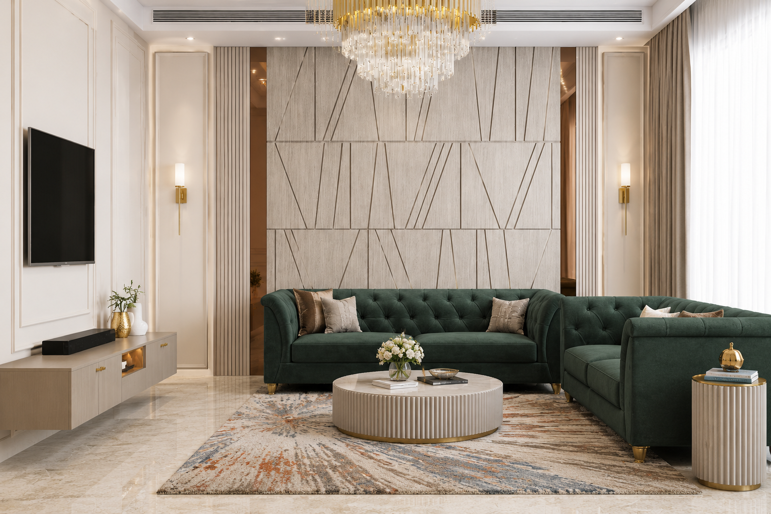 ChatGPT Image Aug 12, 2026, 02_37_04 PM Classic Living Room Layout Featuring Textured Geometric Paneling - Image 1