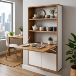 White and Walnut Modern Crockery Unit Design