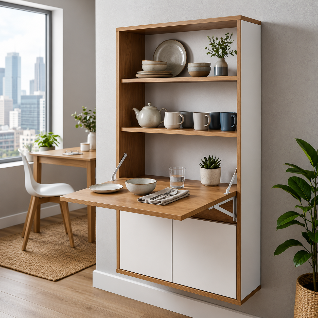 ChatGPT Image Aug 12, 2026, 07_00_34 PM White and Walnut Modern Crockery Unit Design - Image 1