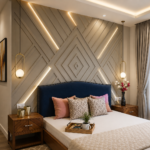 Modern Geometric Accent Wall Bedroom Design