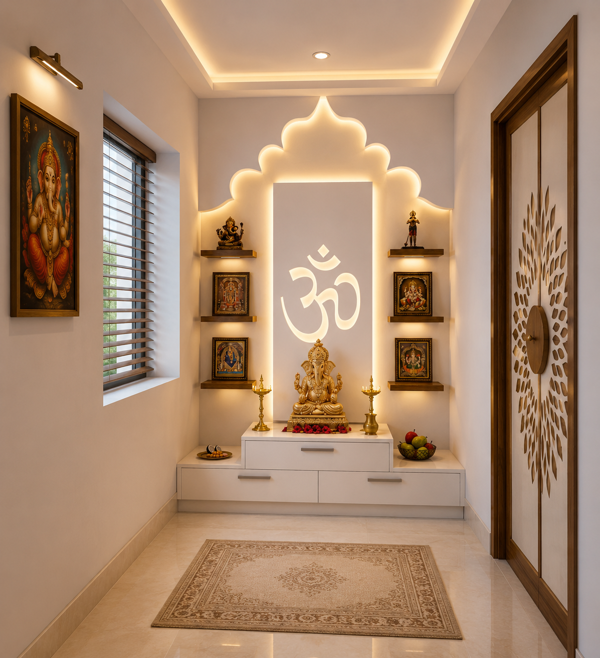 ChatGPT Image Aug 13, 2026, 07_24_08 PM Modern Minimalist Pooja Room with Illuminated Om Shrine - Image 1