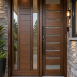 Modern Wooden Main Door Design with Glass Accents
