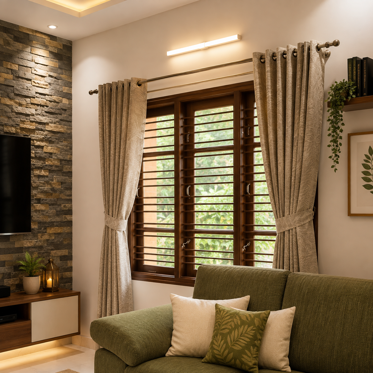 ChatGPT Image Aug 15, 2026, 12_22_32 PM Elegant Wooden Window Design with Warm Curtains for a Modern Living Room - Image 1