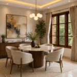 Modern Minimalist Dining Room with Elegant Natural Accents