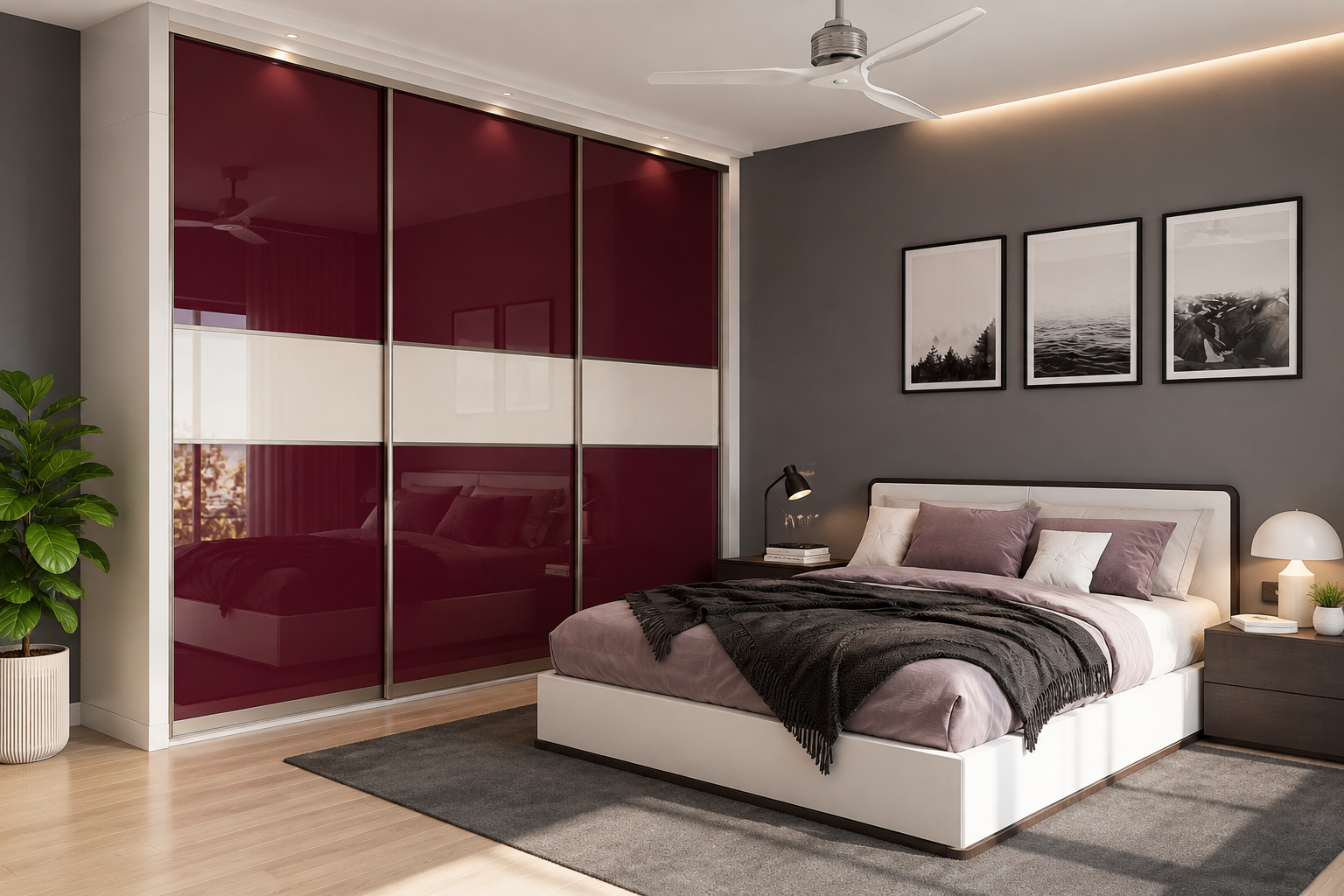 ChatGPT Image Aug 5, 2026, 03_22_48 PM Sliding Wardrobe Design with Bold Wine Red Acrylic Shutters - Image 1