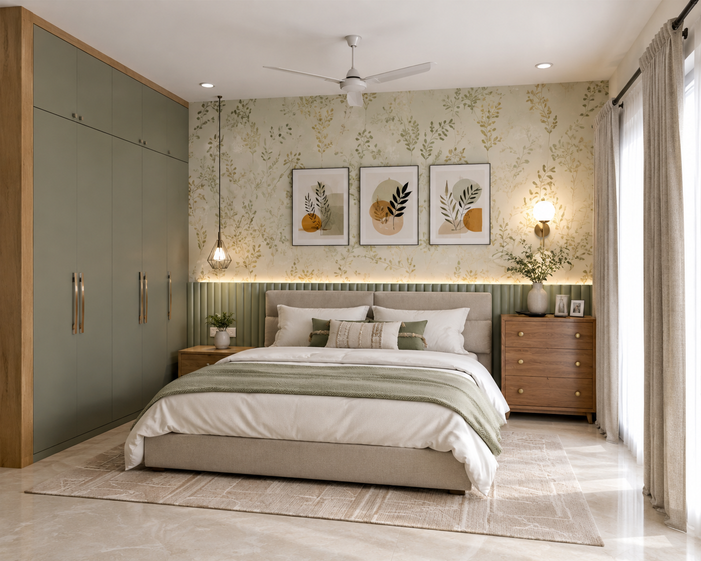 ChatGPT Image Aug 5, 2026, 06_44_55 PM Contemporary Master Bedroom Accented by Floral Patterned Wallpaper and a King Bed - Image 1