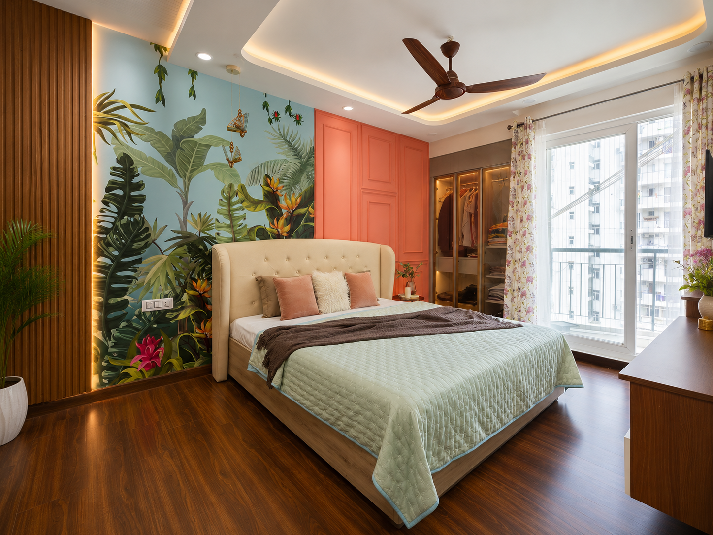 ChatGPT Image Aug 5, 2026, 07_25_13 PM Contemporary Master Bedroom Accented by a Tropical Mural Feature Wall - Image 1