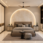 Contemporary Master Bedroom Design with Arch Wall Design