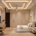 Painted Gypsum False Ceiling Design with Contemporary Concealed Lighting Setup