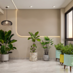 Modern Balcony Design with Soft Beige Sculptural Walls