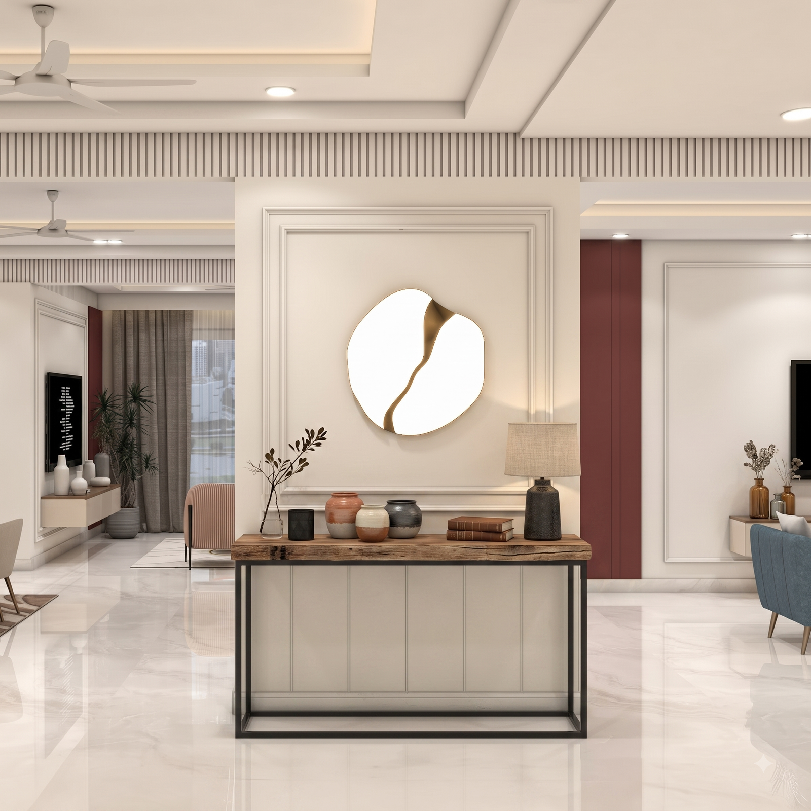 Gemini_Generated_Image_ppsjqyppsjqyppsj Classic Foyer Design with Marble Finish and Console Table - Image 1
